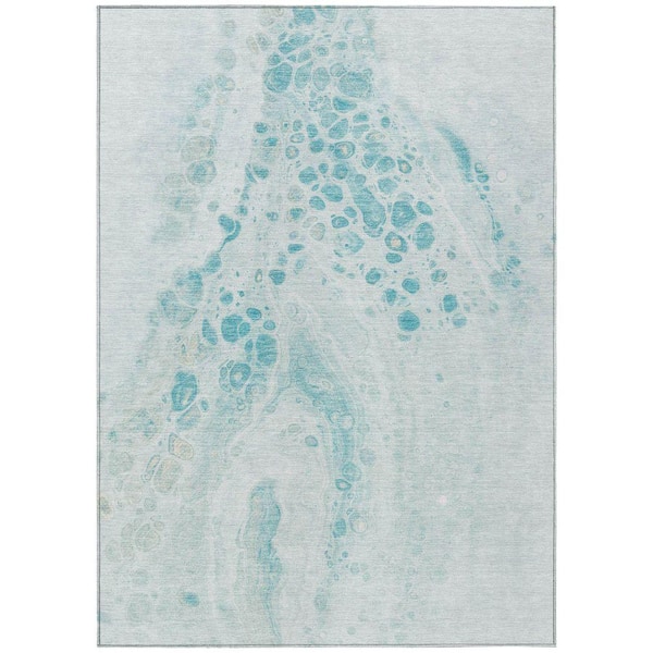 Chantille Machine Washable Indoor/Outdoor Abstract ACN1935 Teal 3 ft. x 5 ft. Area Rug