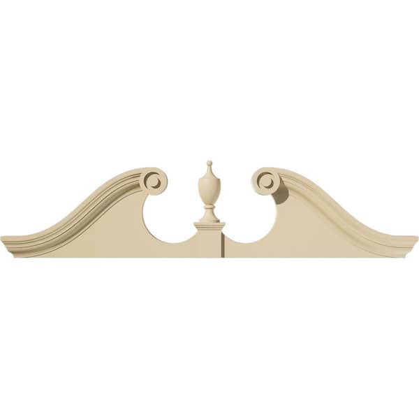 50-in W x 12-1/2-in H x 2-3/4-in P Rams Head Signature Urethane Pediment (Urn Ships Unattached in Box), Primed Tan