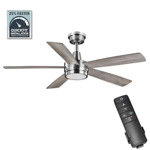 Fanelee 54 in. White Color Changing LED Brushed Nickel Smart Ceiling Fan with Light Kit and Remote Powered by Hubspace