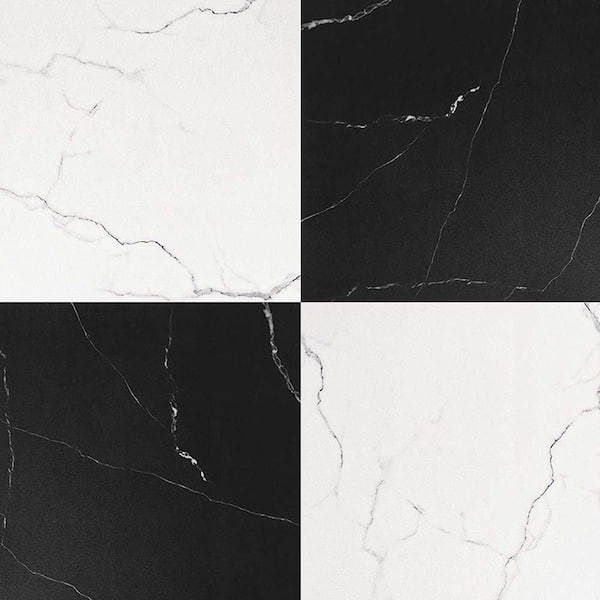 Vsmile 12 in. x 12 in. Peel and Stick Wall Tile White and Black Vinyl Wall Tiles Removable Decorative Wall Tiles Mixed Color