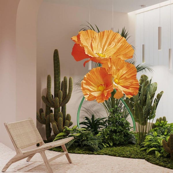 Flowerです。 72 in. Orange Indoor Artificial Mixed Flower 3D Large Flowers