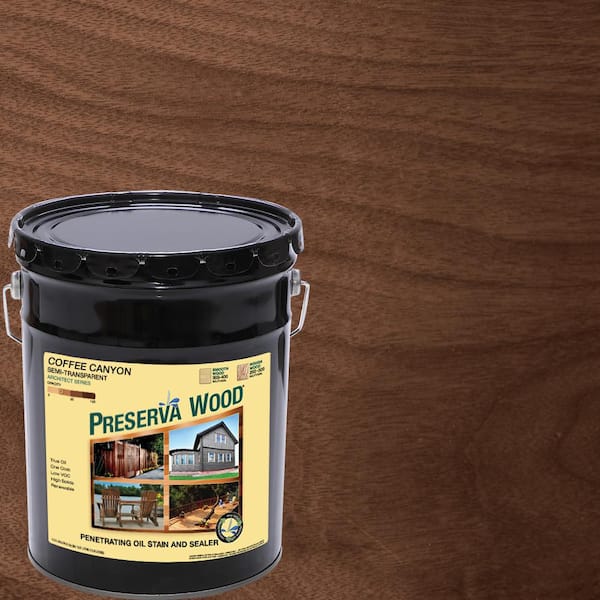 Preserva Wood 5 gal. Semi-Transparent Oil-Based Coffee Canyon Exterior Wood Stain