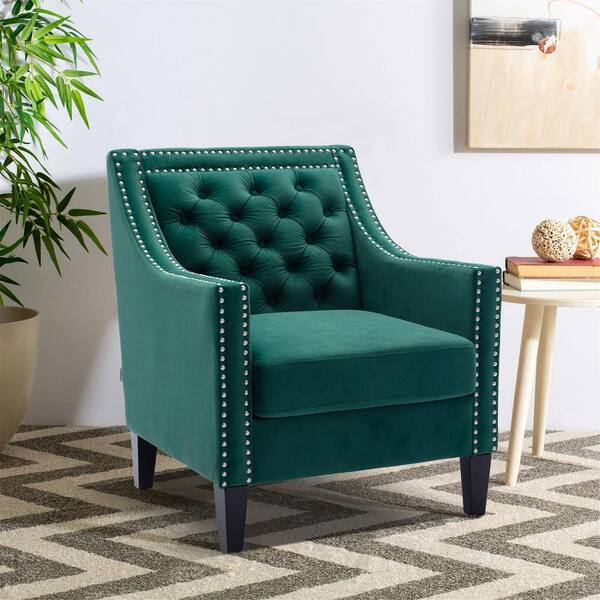 dark green velvet armchair