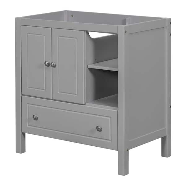 FAMYYT 30 in. W x 18 in. D x 32.1 in. H Bath Vanity Cabinet without Top in Gray