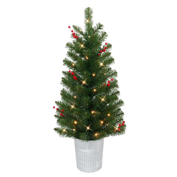 Puleo International 3.5 ft. Prelit Artificial Christmas Trees (Set of 2)
