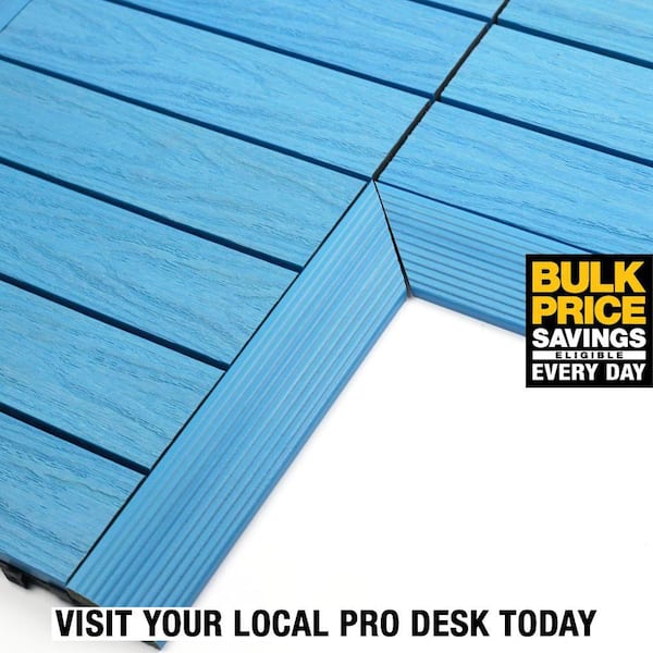 1/6 ft. x 1 ft. Quick Deck Composite Deck Tile Inside Corner Fascia in Caribbean Blue (2-Pieces/Box)