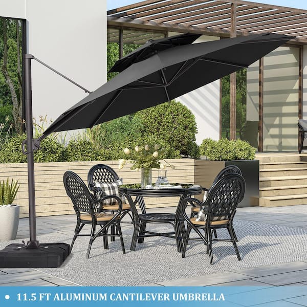 Crestlive Products 11.5 ft. x 11.5 ft. Umbrella Double Top Octagon in Black