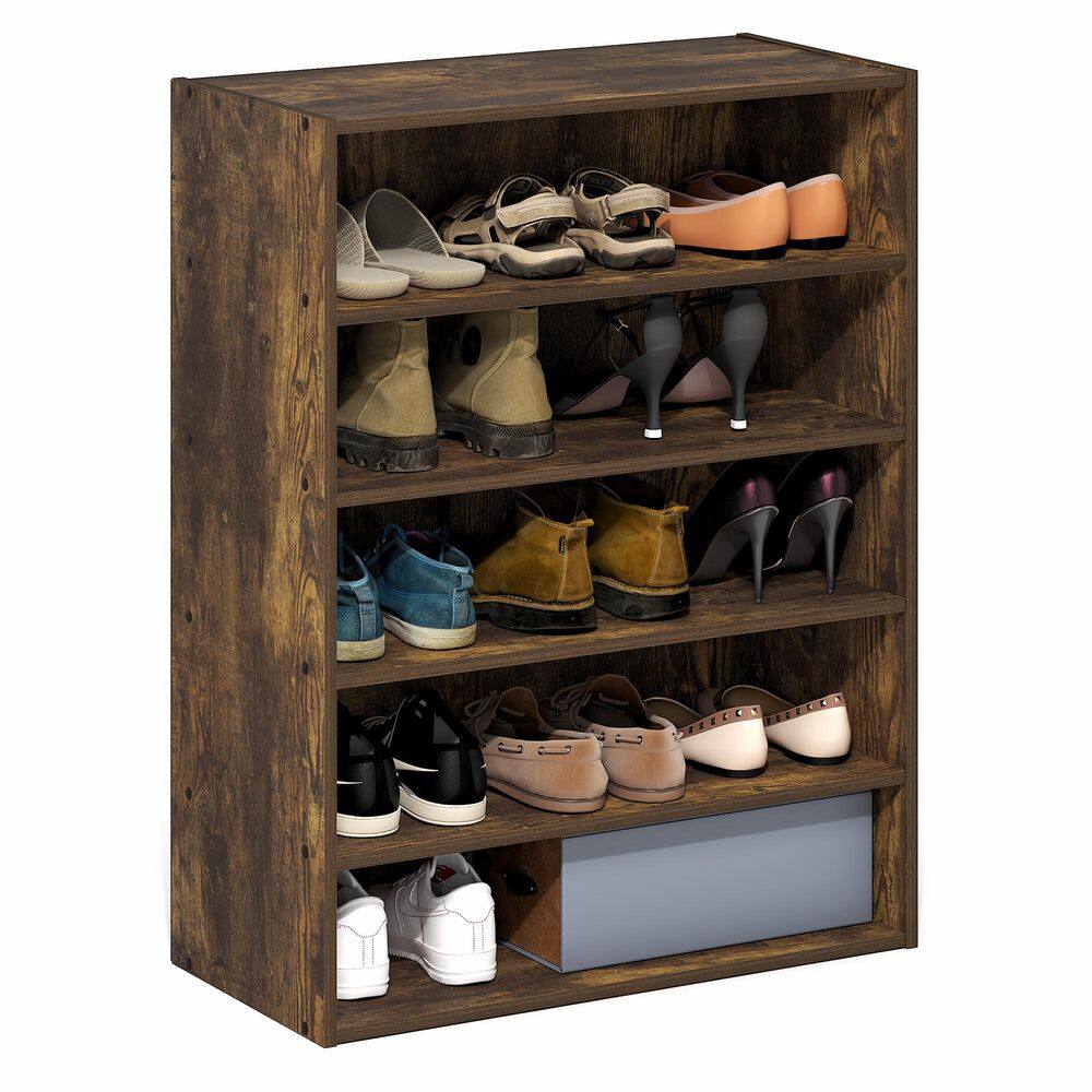 31.5 in. H 15-Pair Amber Pine Wood Shoe Rack