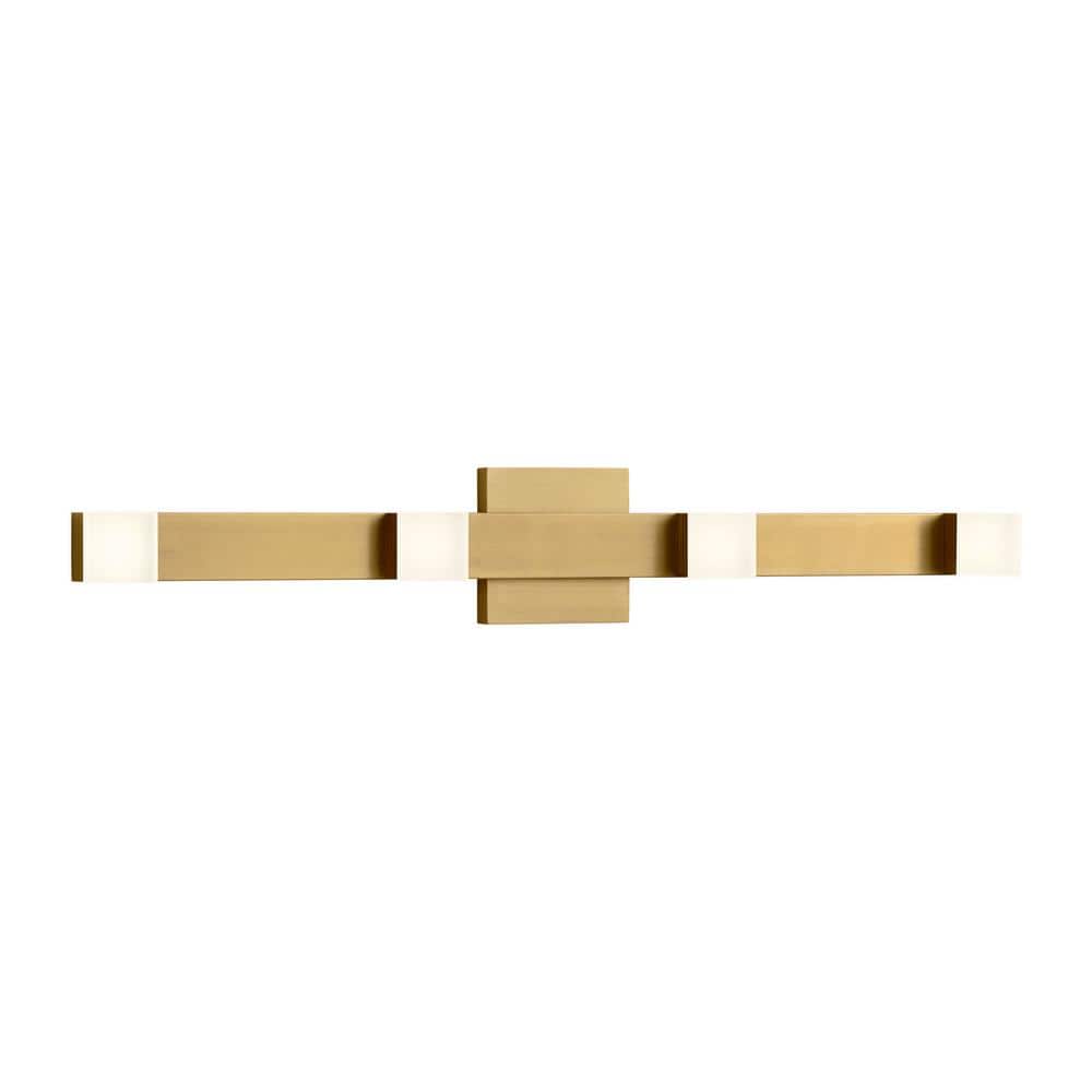 Brander 30.38 in. 4-Light Satin Brass LED Extra Large Vanity Light Bar with Frosted Acrylic Shades price history on PriceWatchPro