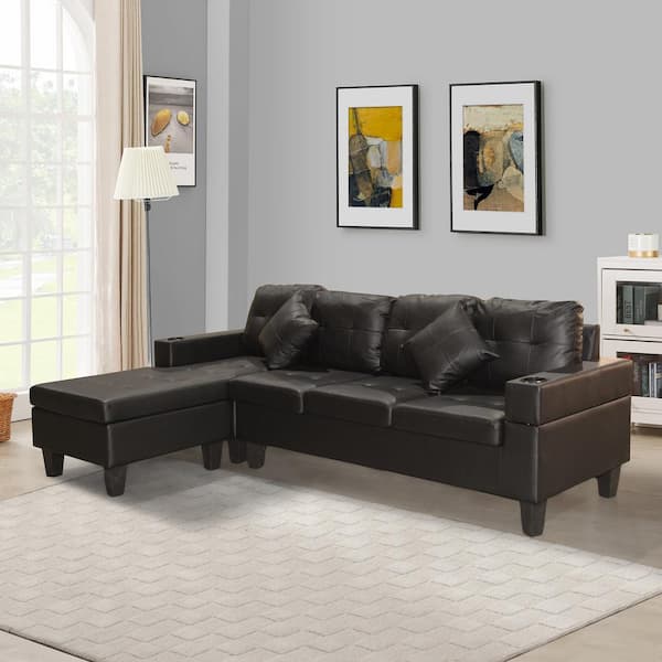 Chaise Lounge Sectional Sofa Set, Modern Sectional Leather Set