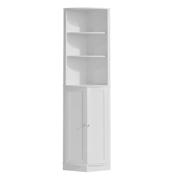 67" Tall Corner Cabinet with 2 Doors and Adjustable Shelves, Narrow Freestanding Storage Organizer for Bathroom