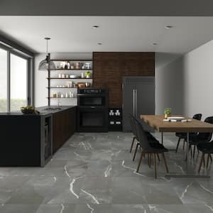 Rivervale Silver Steel 18 in. x 36 in. Glazed Ceramic Floor and Wall Tile (12.89 sq. ft./Case)
