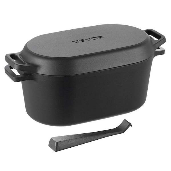 3.5 qt. Enameled Cast Iron Dutch Oven with Lid and Dual Handles, Heavy-Duty Durable Cookware Pan for Braising Black