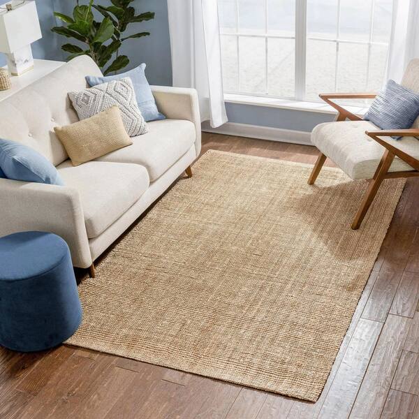 Athos Collection 8' x 8' Turquoise Abstract Area Rug - Olefin Rug with Jute  Backing - Hallway, Entryway, or Bedroom [FLF-KP-RG952-88-TQ-GG] 