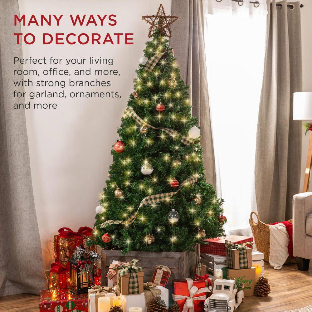 Festive Pine 6ft Pre-Lit Multicolor Outdoor Christmas Tree with Metal Base
