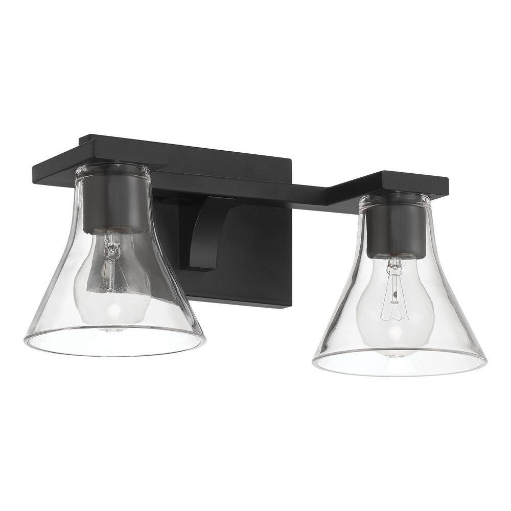 Gilford 14-in. 2-light Matte Black Vanity Light with Clear Glass Shades price history on PriceWatchPro