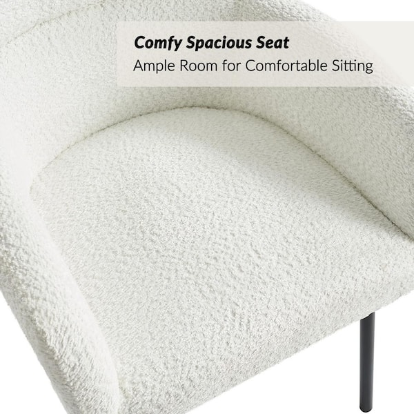 JAYDEN CREATION Andrew Ivory Modern Boucle Lambswool Dining JAYDEN CREATION Andrew Ivory Modern Boucle Lambswool Dining