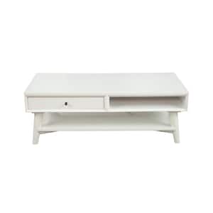 Flynn 48 in. Rectangle Wood Top White Coffee Table
