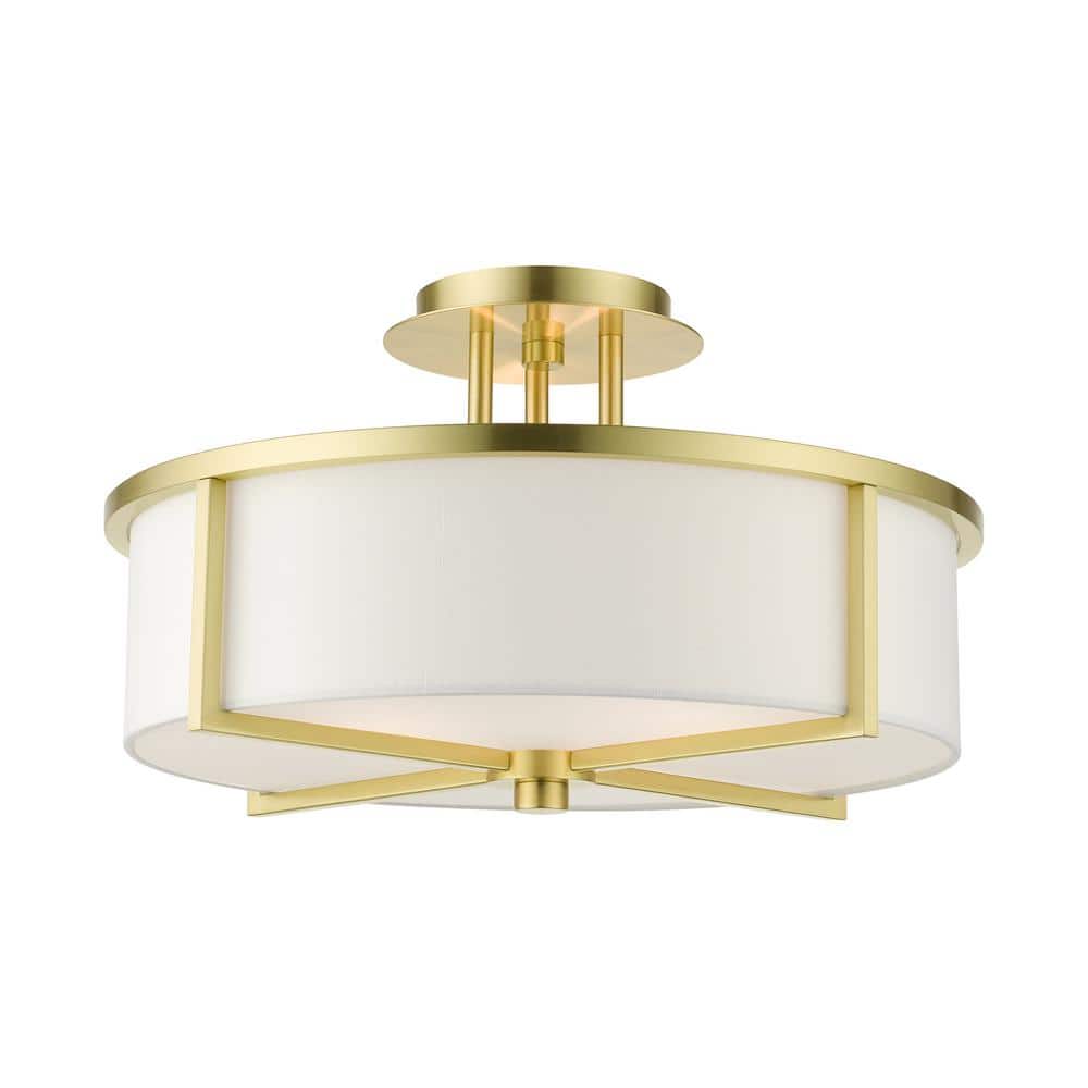 Norcroft 16 in. 3-Light Satin Brass Semi-Flush Mount price history on PriceWatchPro