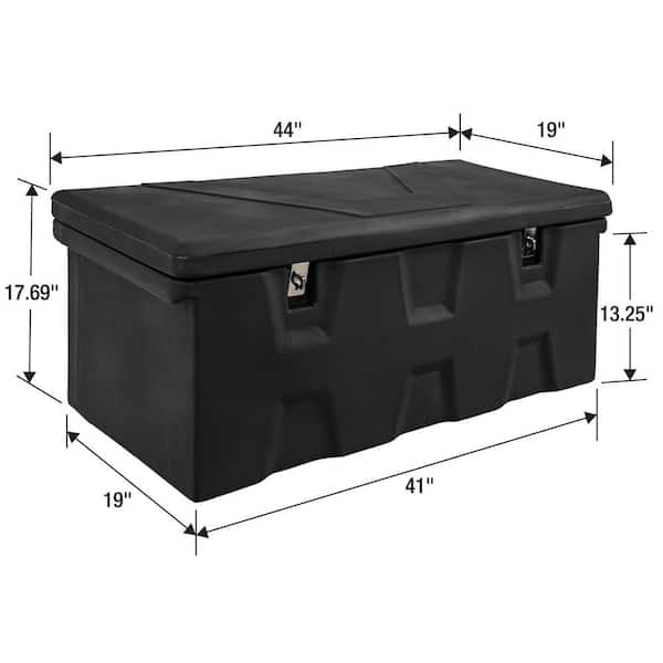 17.25 in. x 19 in. x 44 in. Matte Black Plastic All-Purpose Truck Tool Box Chest 17.25 in. x 19 in. x 44 in. Matte Black Plastic All-Purpose Truck Tool Box Chest