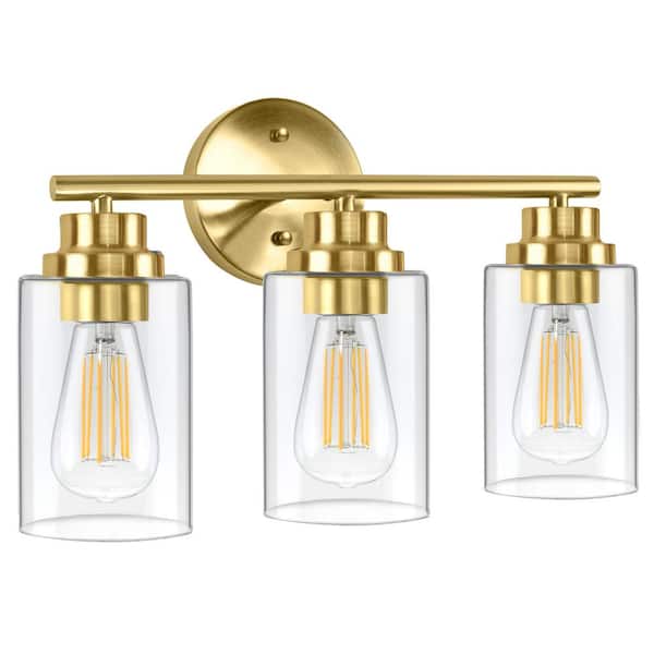 BLUEX BULBS 6 in. 3-Light Gold Vanity Light Indoor Wall Sconce (2-Pack)