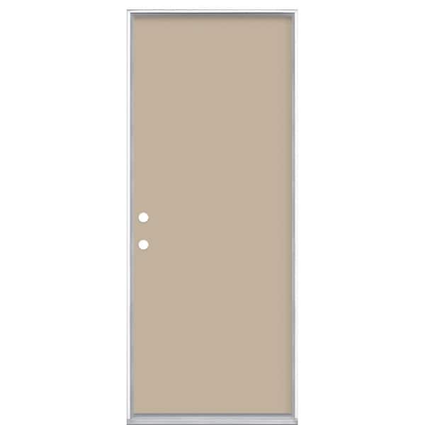 Masonite 32 in. x 80 in. Flush Right-Hand Inswing Canyon View Painted Steel Prehung Front Exterior Door No Brickmold