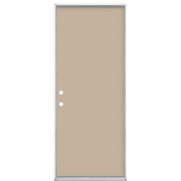 Masonite 32 in. x 80 in. Flush Left Hand Inswing Canyon View Painted Steel Prehung Front Door No Brickmold in Vinyl Frame