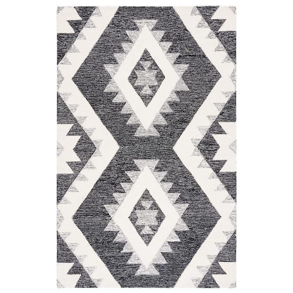 Casablanca Ivory/Black 5 ft. x 8 ft. Abstract Chevron Area Rug