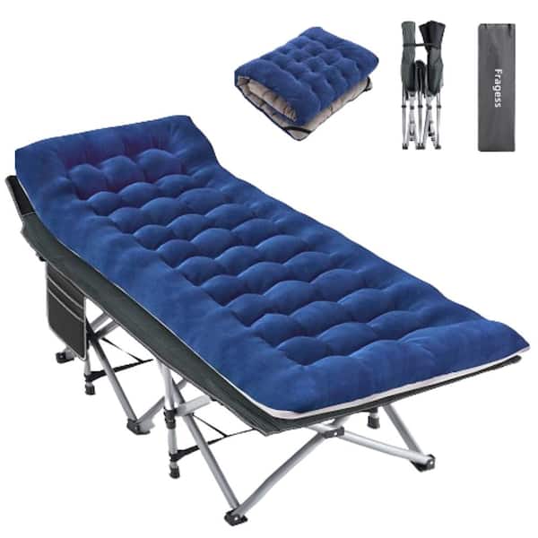 Misopily 75 in. Oxford Portable Heavy-Duty Sleeping Camping Cot with Pillow and Carry Bag, Double Layer Oxford