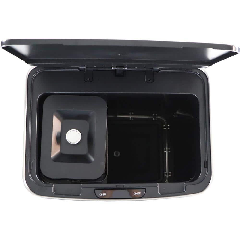 Silver Stainless Steel Touchless 16-Gallon Trash Can