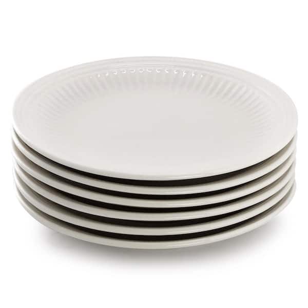 Elama Hansel 6-Piece White Stoneware Dinnerware Dinner Plates
