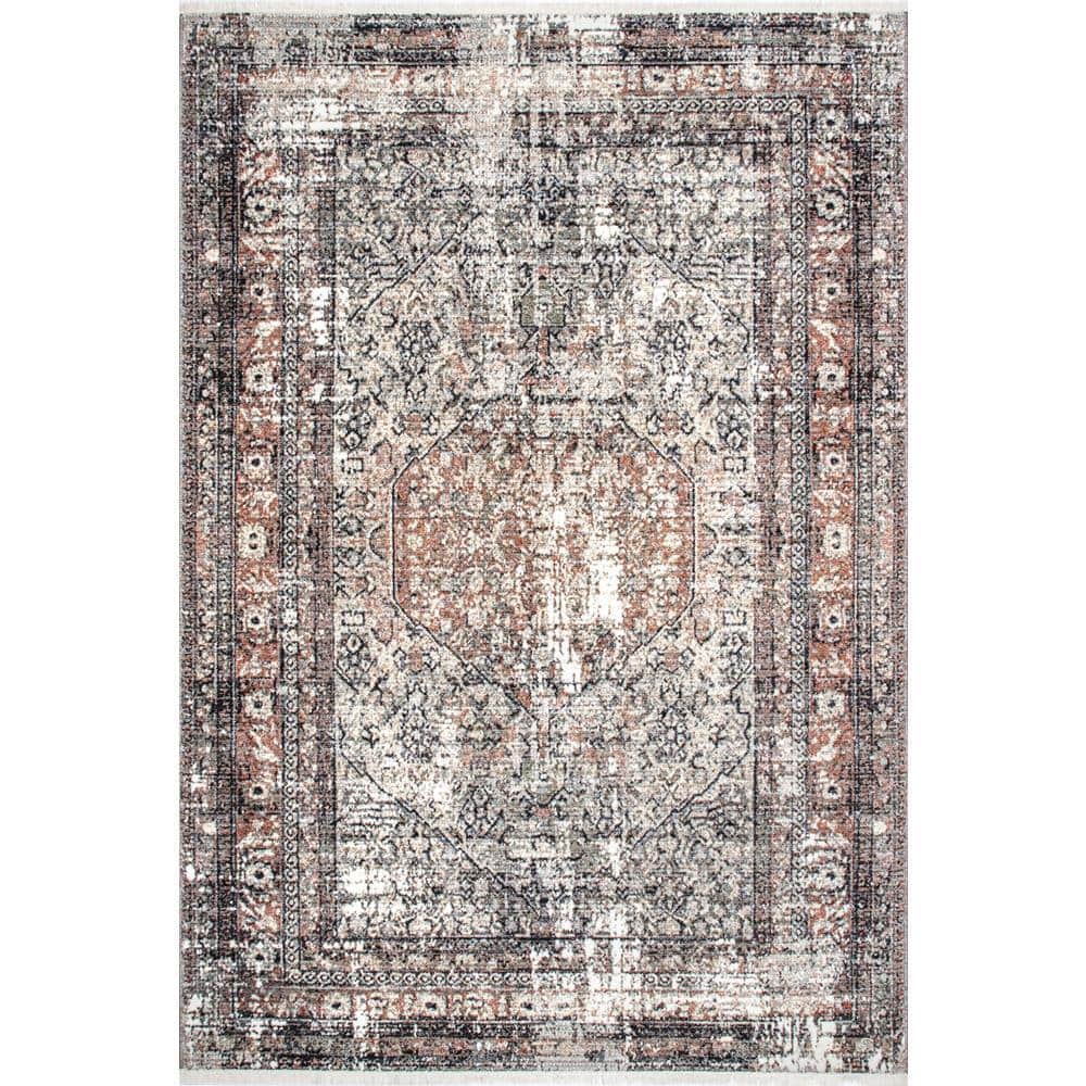 Charvi Distressed Medallion Fringe Multi 5 ft. 3 in. x 7 ft. 7 in. Area Rug price history on PriceWatchPro