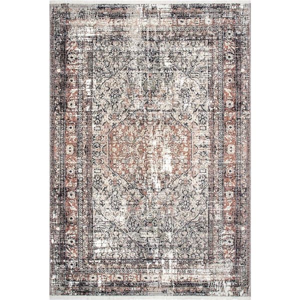 nuLOOM Arlena Distressed Persian Medallion Black 8 ft. x 10 ft. Area Rug  BDSM12B-76096 - The Home Depot