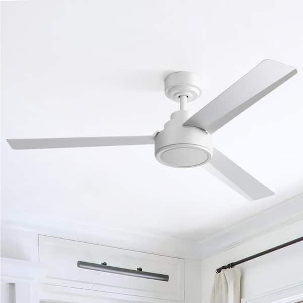 52 in. Indoor/Outdoor White Ceiling Fan without Light for Bedroom, Remote Control Included