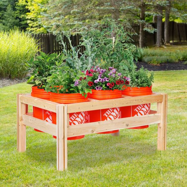 Greenes Fence 6-Bucket Natural Wood Cedar Rectangle Elevated