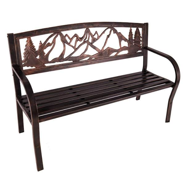 Evergreen Mountain View 48 in. Bronze Metal Outdoor Garden Bench