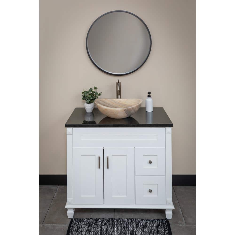 18'' Beige Stone Oval Vessel Bathroom Sink