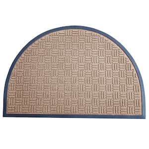 Indoor Outdoor Doormat Brown 24 in. x 36 in. Checker Half Round Floor Mat