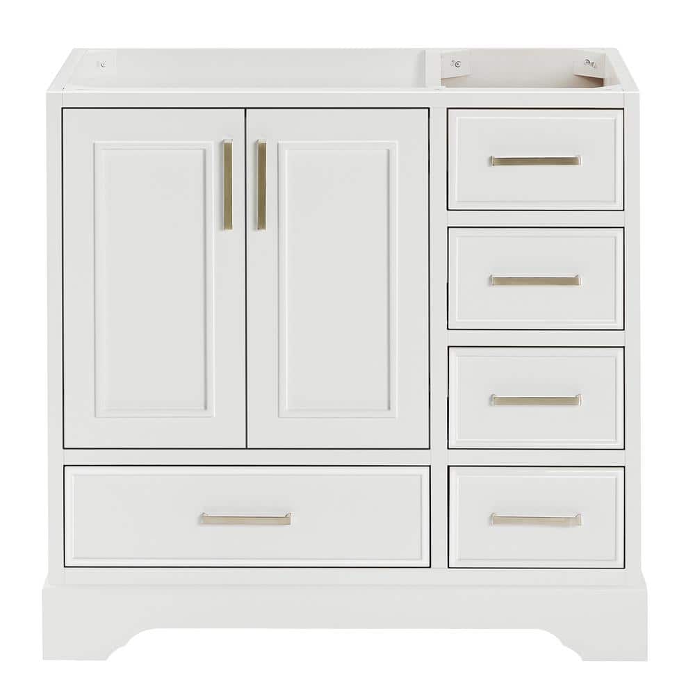 Stafford 37" White Freestanding Bathroom Vanity with Brushed Nickel Hardware