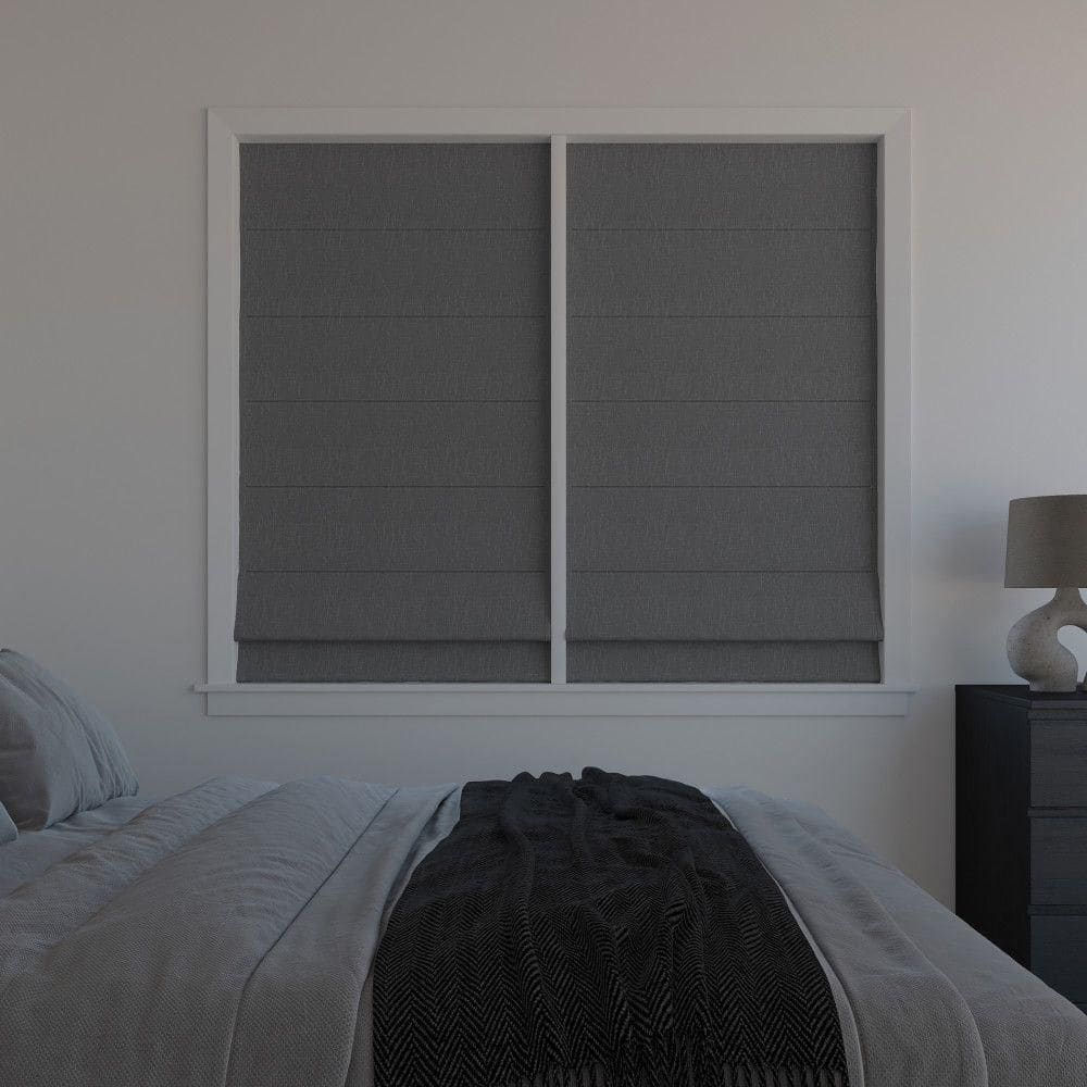 Steel Gray 35" x 64" Textured Blackout Cordless Roman Shade