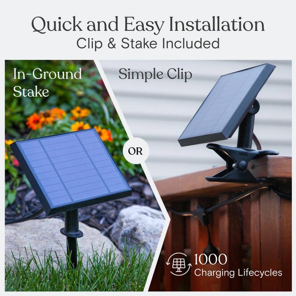 27 ft Warm White Solar Powered LED Globe String Lights with Hooks