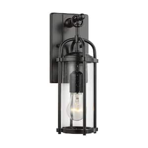 Dakota 1-Light Espresso Outdoor 16.875 in. Wall Lantern Sconce