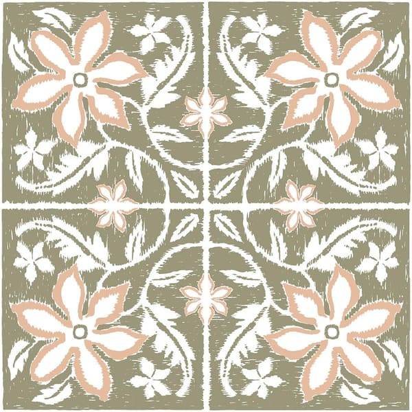 Take Home Sample - 6 in. W x 6 in. L Green Lillium Peel and Stick Water Resistant Virgin Vinyl Floor Tiles