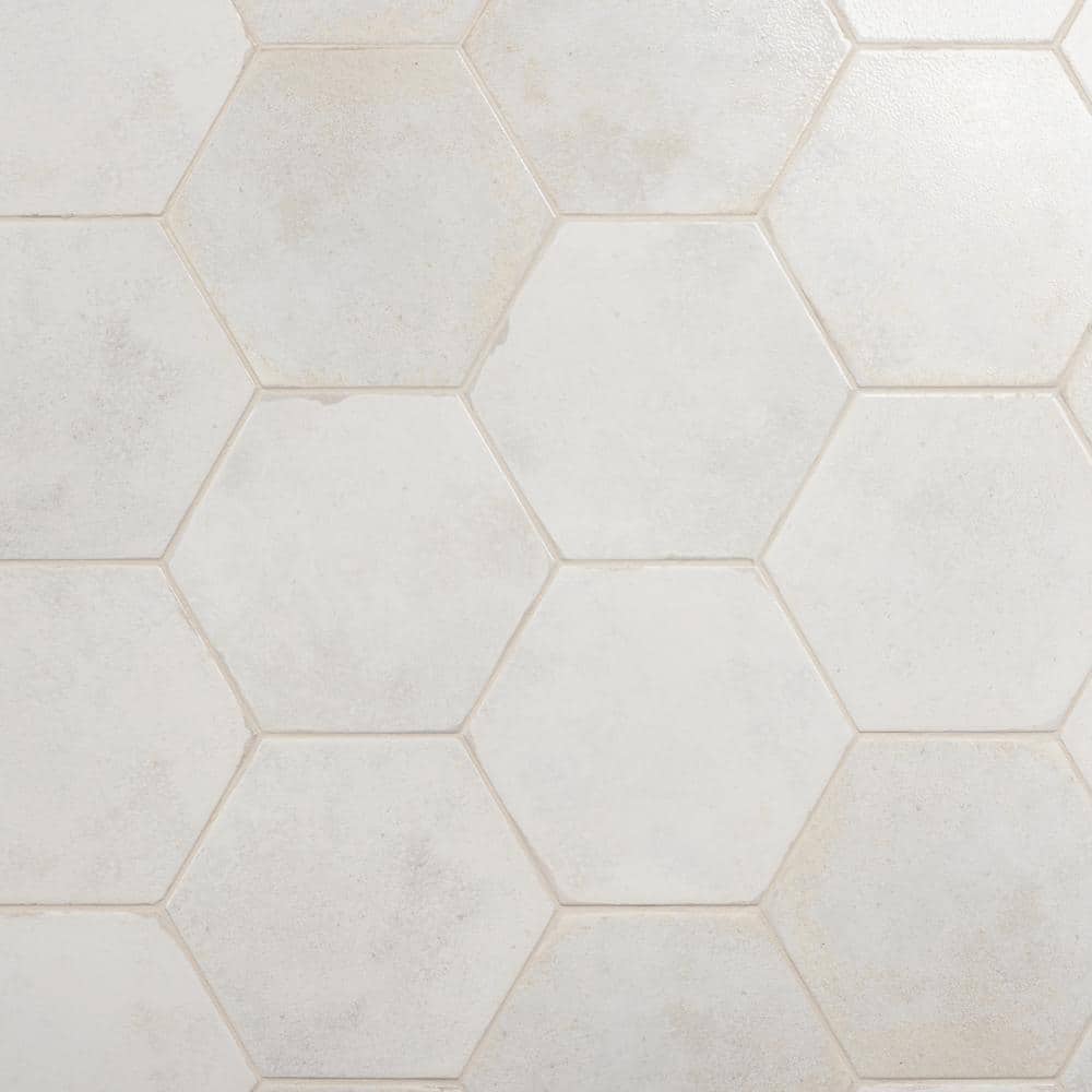 Mandalay Hex White Polished Porcelain Floor and Wall Tile