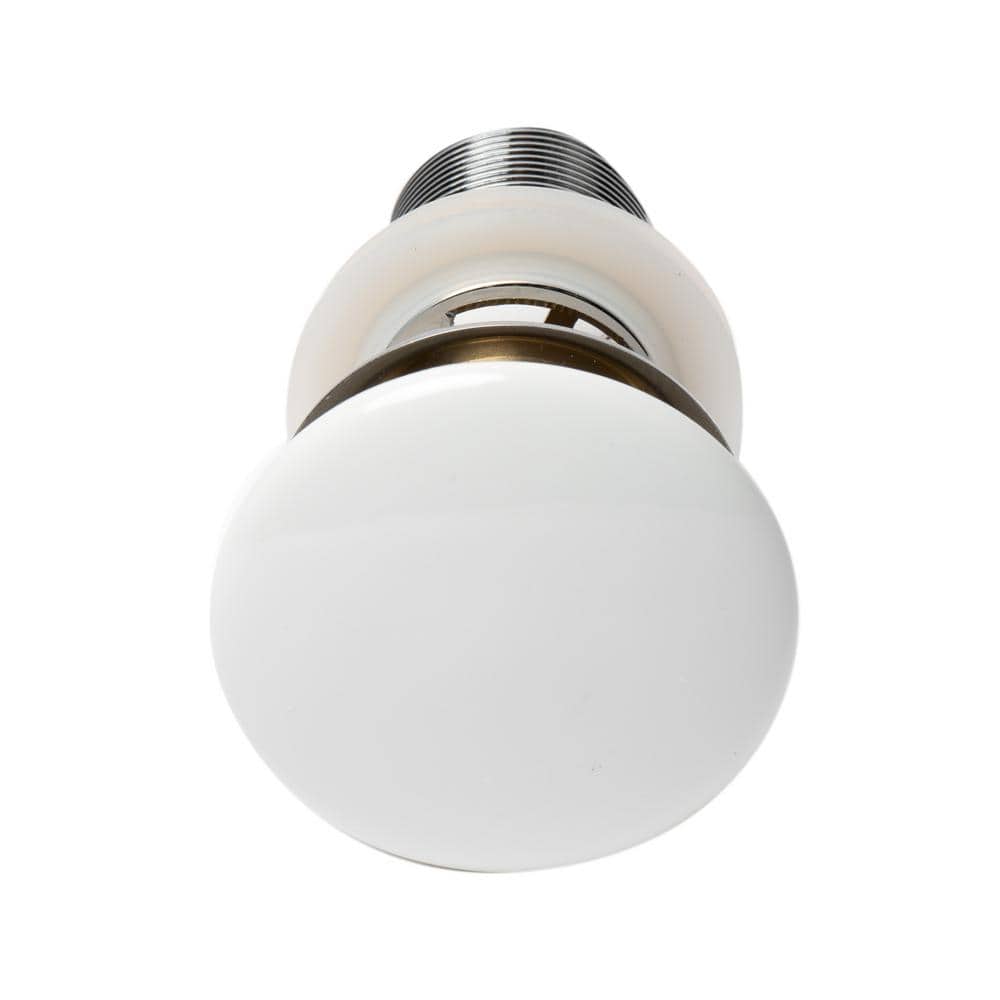 White Ceramic and Brass Mushroom Pop-Up Drain for Sinks