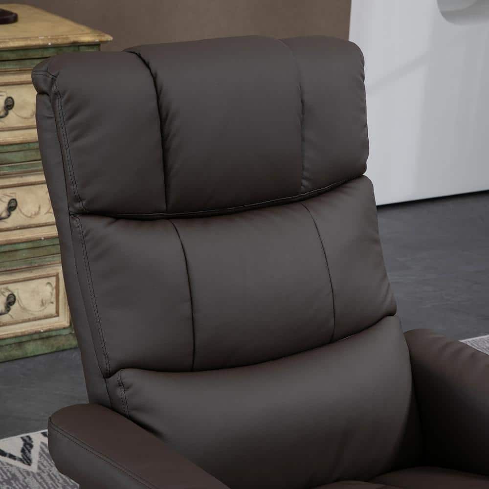 Brown Faux Leather Swivel Massage Recliner with Ottoman