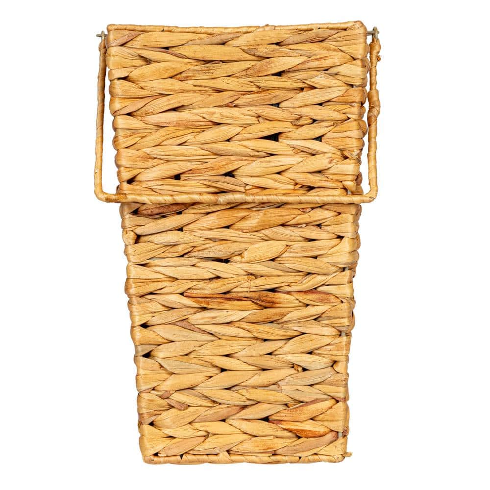 Natural Water Hyacinth Handwoven Wicker Stair Basket with Handles