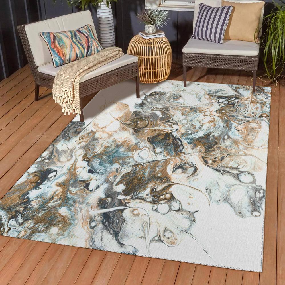 Karina Smoke Gray Abstract Chenille 10' x 14' Area Rug
