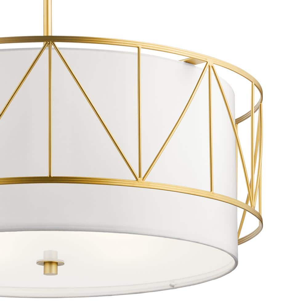 Classic Gold 24" Drum Pendant with Satin Etched Glass
