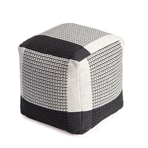 Carrapateira 20 in. x 20 in. x 20 in. Black and Ivory Pouf